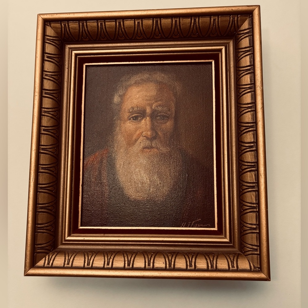 Antique Rabbi Oil Painting on Canvas Signed H.J. Topman Framed Portrait